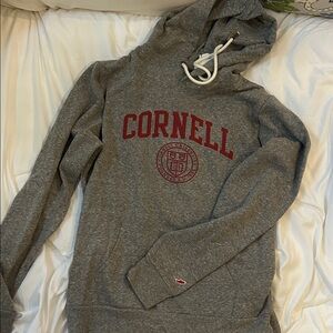 Cornell Gray Hoodie with Red Lettering